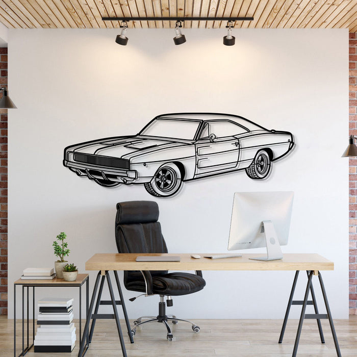 1968 Charger R-T PERSPECTIVE Silhouette Metal Wall Art