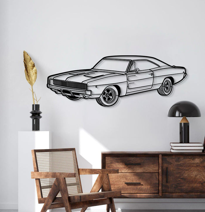 1968 Charger R-T PERSPECTIVE Silhouette Metal Wall Art