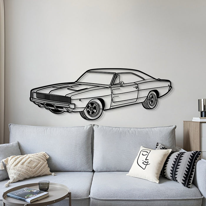 1968 Charger R-T PERSPECTIVE Silhouette Metal Wall Art