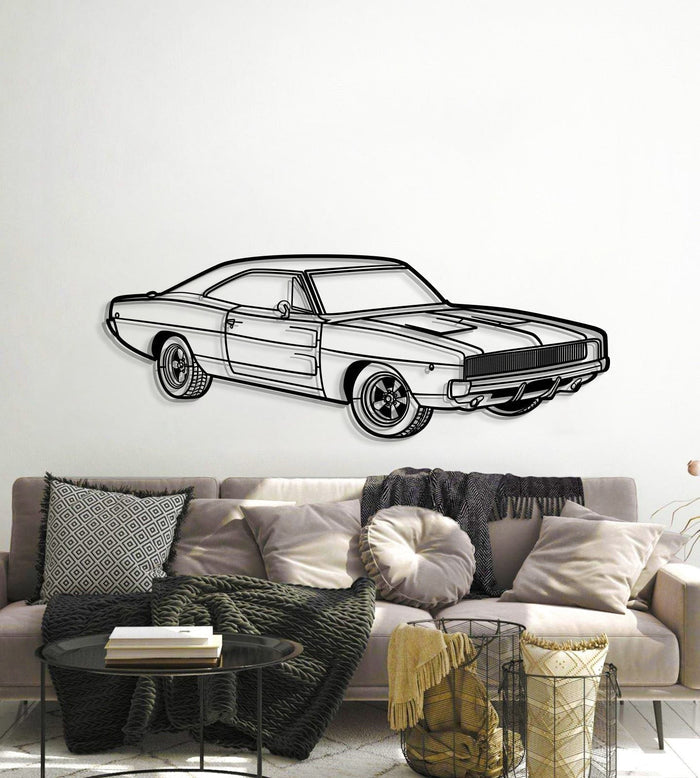 1968 Charger R-T PERSPECTIVE Silhouette Metal Wall Art
