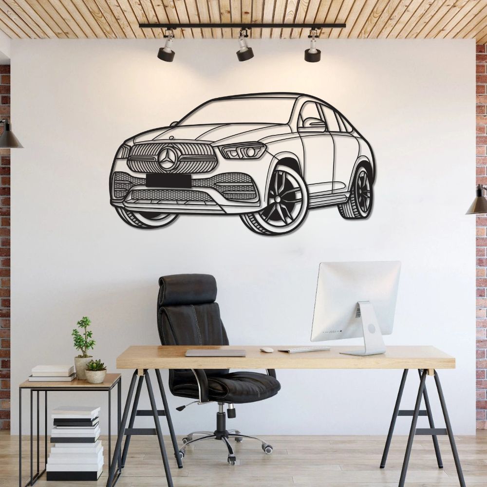Mercedes GLE 350e PERSPECTIVE Metal Car Silhouette Wall Art