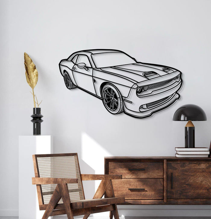 Challanger Hellcat PERSPECTIVE Silhouette Metal Wall Art