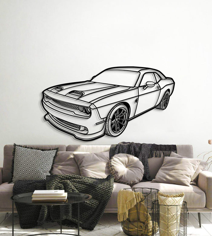 Challanger Hellcat PERSPECTIVE Silhouette Metal Wall Art