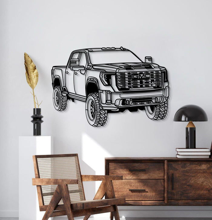 2024 GMC Sierra 2500 Denali PERSPECTIVE Metal Car Silhouette Wall Art