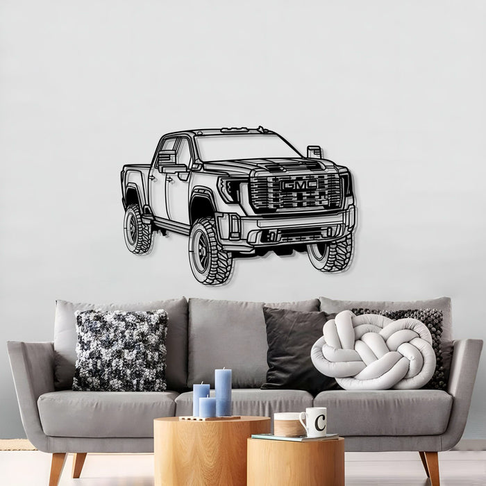 2024 GMC Sierra 2500 Denali PERSPECTIVE Metal Car Silhouette Wall Art