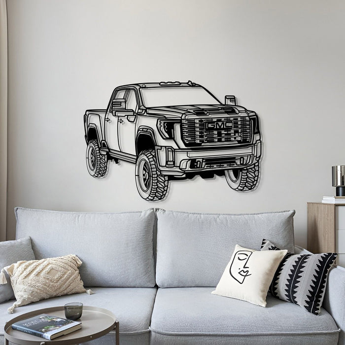 2024 GMC Sierra 2500 Denali PERSPECTIVE Metal Car Silhouette Wall Art