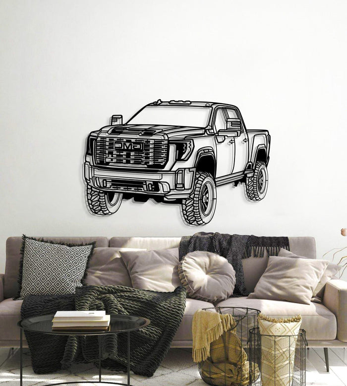 2024 GMC Sierra 2500 Denali PERSPECTIVE Metal Car Silhouette Wall Art