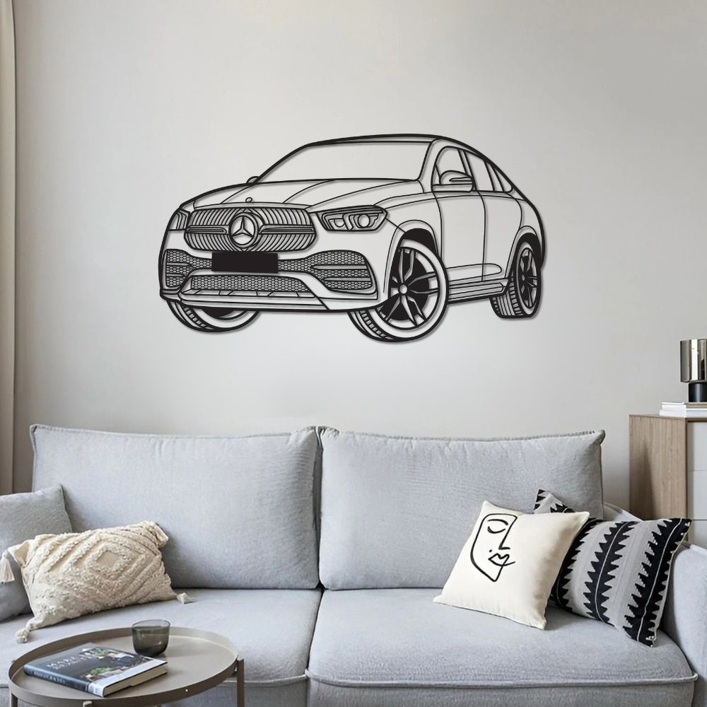 Mercedes GLE 350e PERSPECTIVE Metal Car Silhouette Wall Art