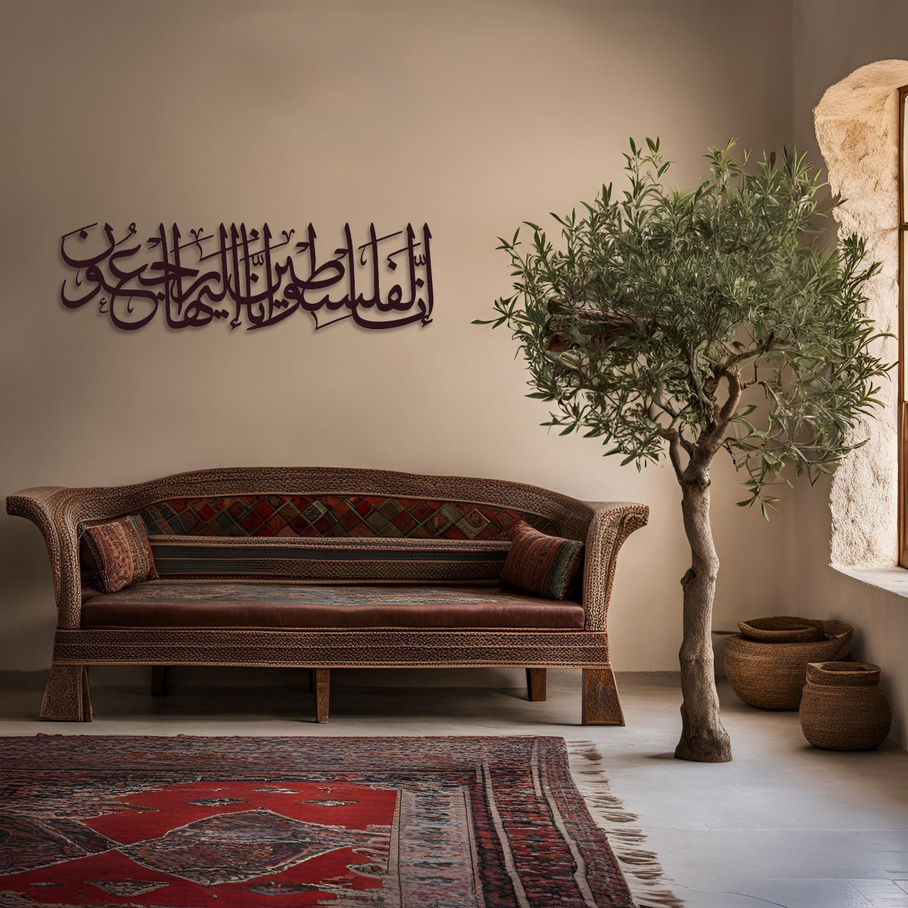 لوحة جدارية عبارة إنا لفلسطين و إنا إليها راجعون