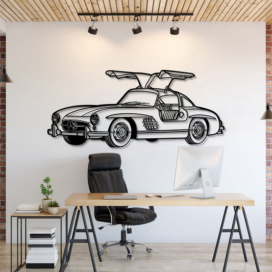 MERCEDES 1955 300SL PERSPECTIVE Metal Car Silhouette Wall Art