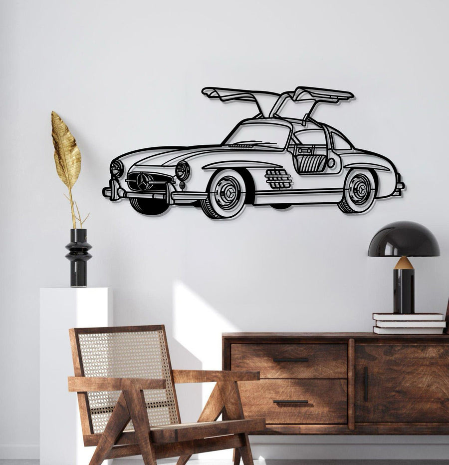 MERCEDES 1955 300SL PERSPECTIVE Metal Car Silhouette Wall Art