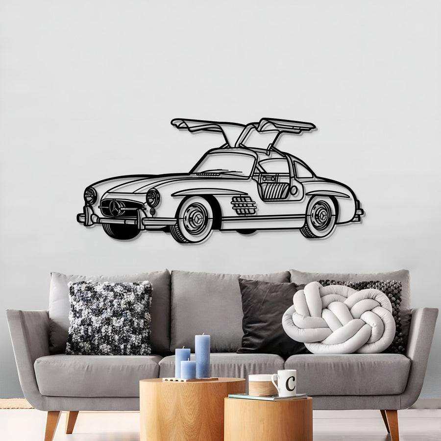 MERCEDES 1955 300SL PERSPECTIVE Metal Car Silhouette Wall Art