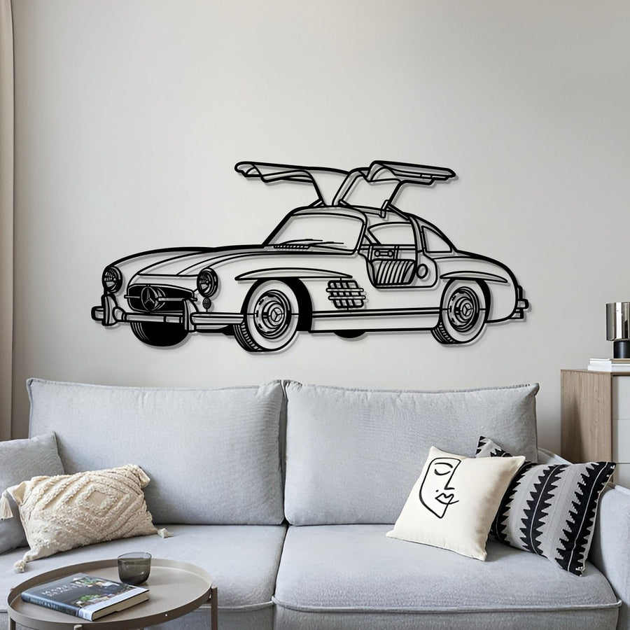 MERCEDES 1955 300SL PERSPECTIVE Metal Car Silhouette Wall Art