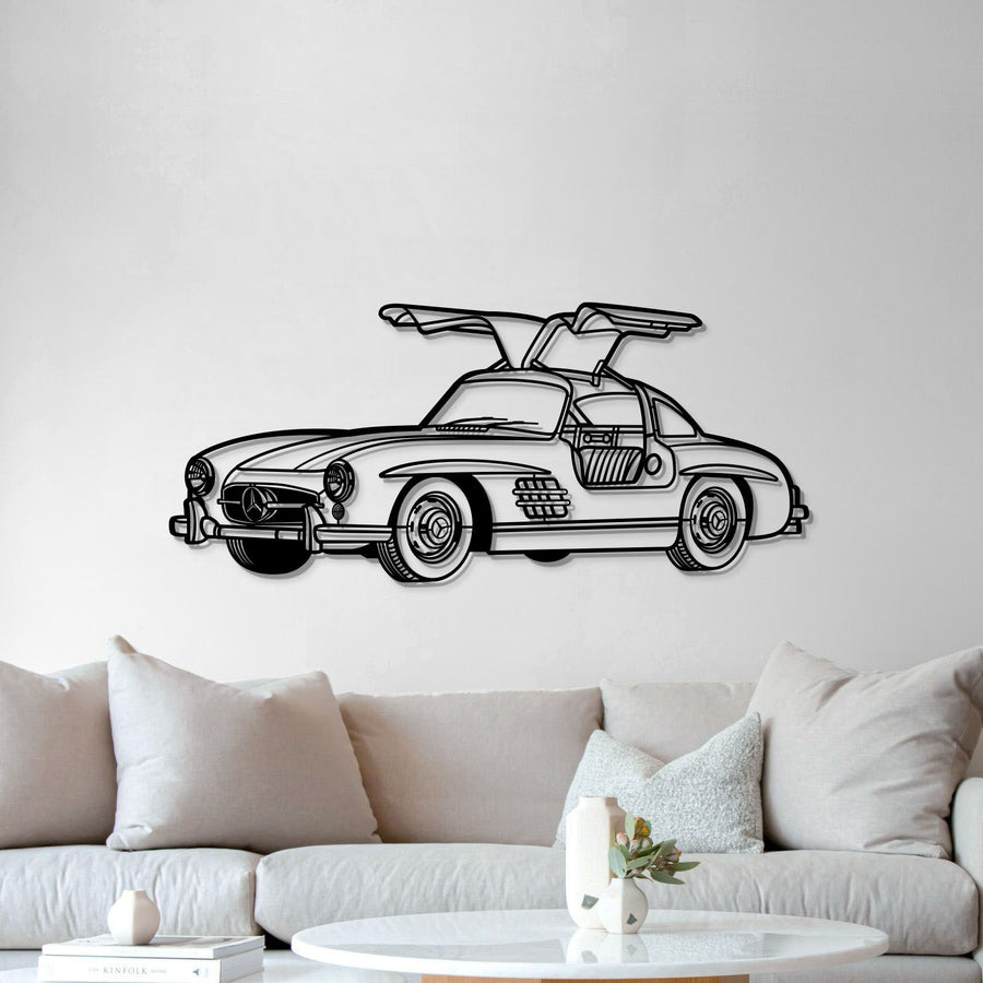 MERCEDES 1955 300SL PERSPECTIVE Metal Car Silhouette Wall Art