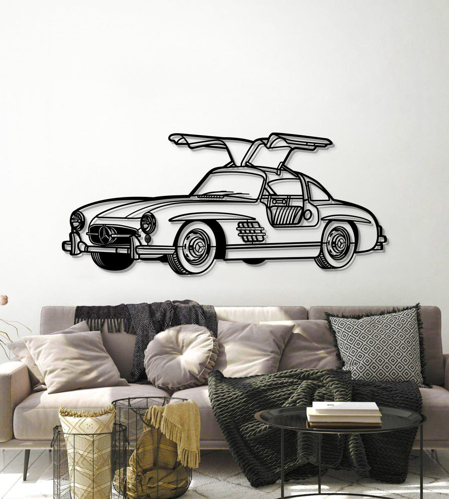 MERCEDES 1955 300SL PERSPECTIVE Metal Car Silhouette Wall Art