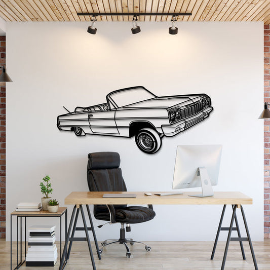 1964 Chevrolet Impala Convertible Lowrider PERSPECTIVE Silhouette Metal Wall Art