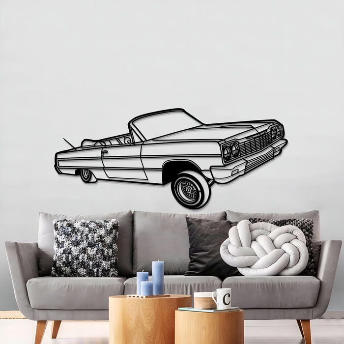 1964 Chevrolet Impala Convertible Lowrider PERSPECTIVE Silhouette Metal Wall Art