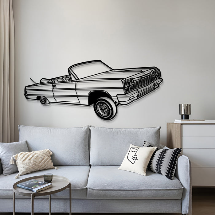 1964 Chevrolet Impala Convertible Lowrider PERSPECTIVE Silhouette Metal Wall Art