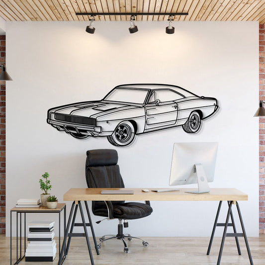 1968 Charger R-T PERSPECTIVE Silhouette Metal Wall Art