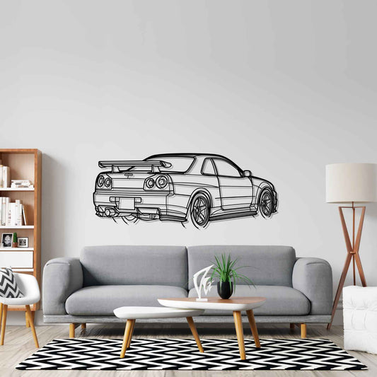 Nissan R34 GTR Nismo PERSPECTIVE Silhouette Metal Wall Art