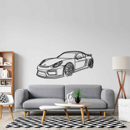 Porsche 981 Cayman GT4 PERSPECTIVE Silhouette Metal Wall Art