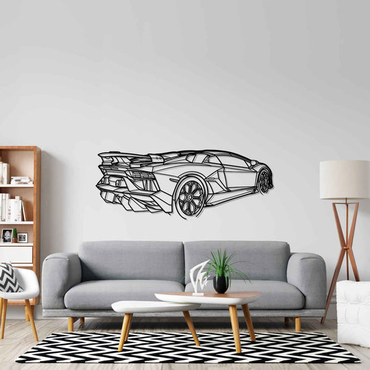 Lamborghini Aventador SVJ Roadster PERSPECTIVE Silhouette Metal Wall Art