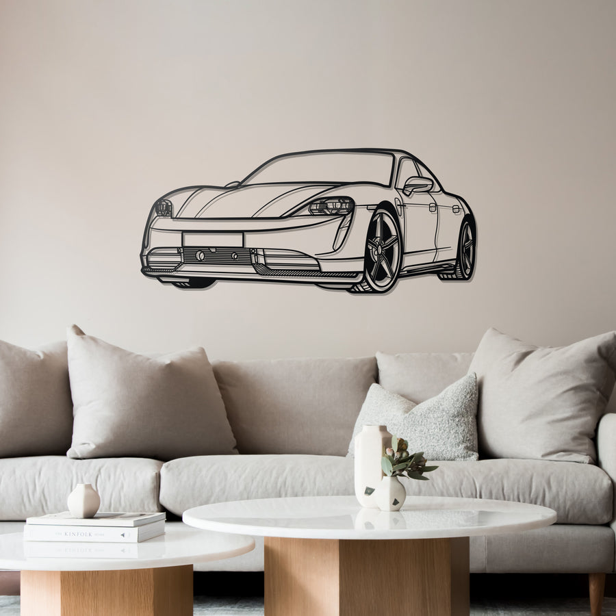 PORSCHE TAYCAN PERSPECTIVE Metal Car Silhouette Wall Art