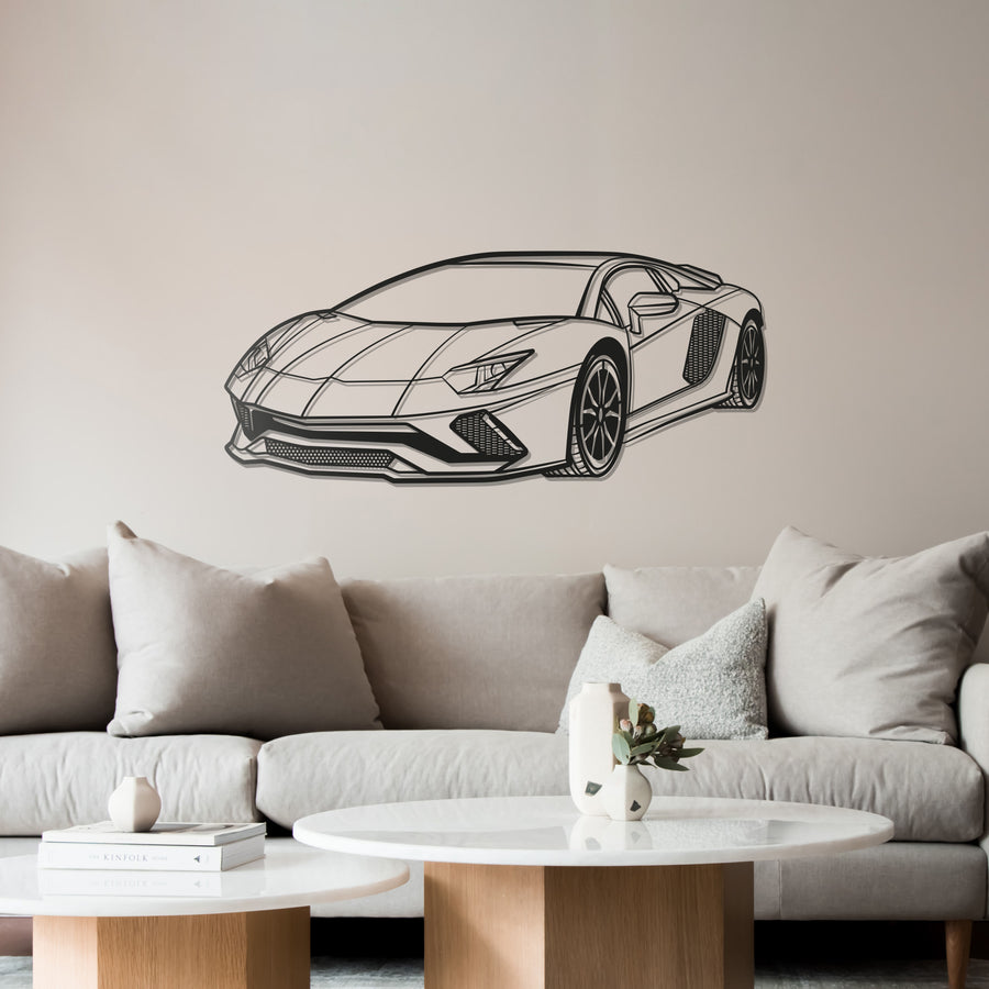 LAMBORGHINI AVENTADOR PERSPECTIVE Metal Car Silhouette Wall Art