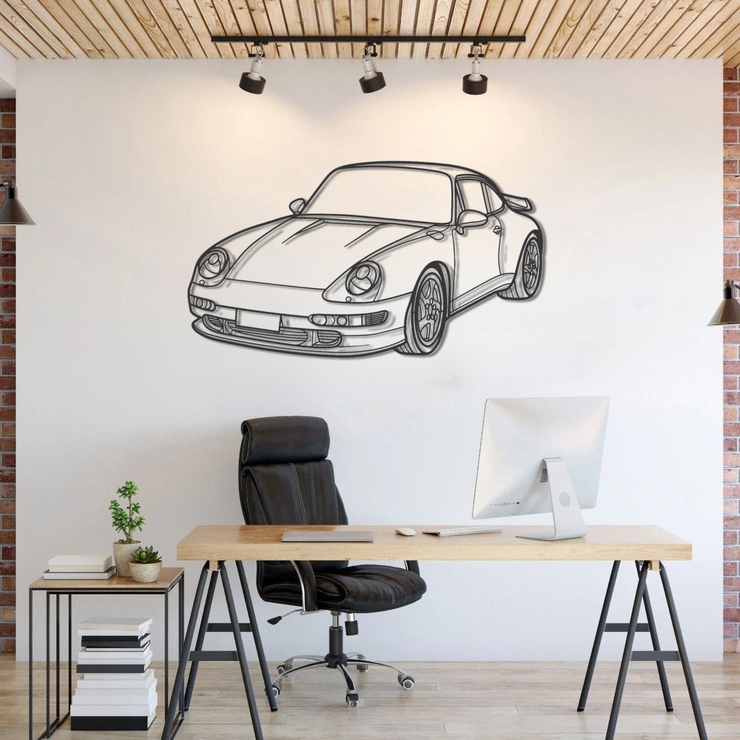 PORSCHE 993 1995 PERSPECTIVE Metal Car Silhouette Wall Art