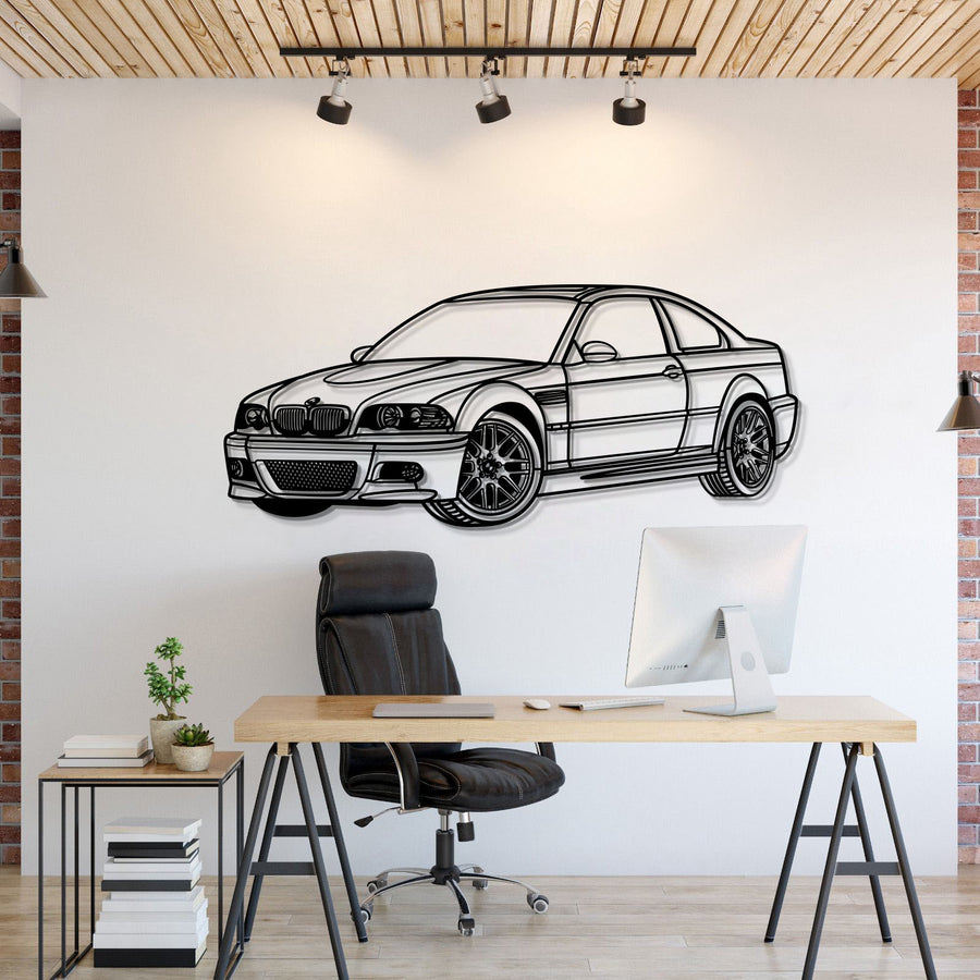 BMW E46 PERSPECTIVE Silhouette Metal Wall Art