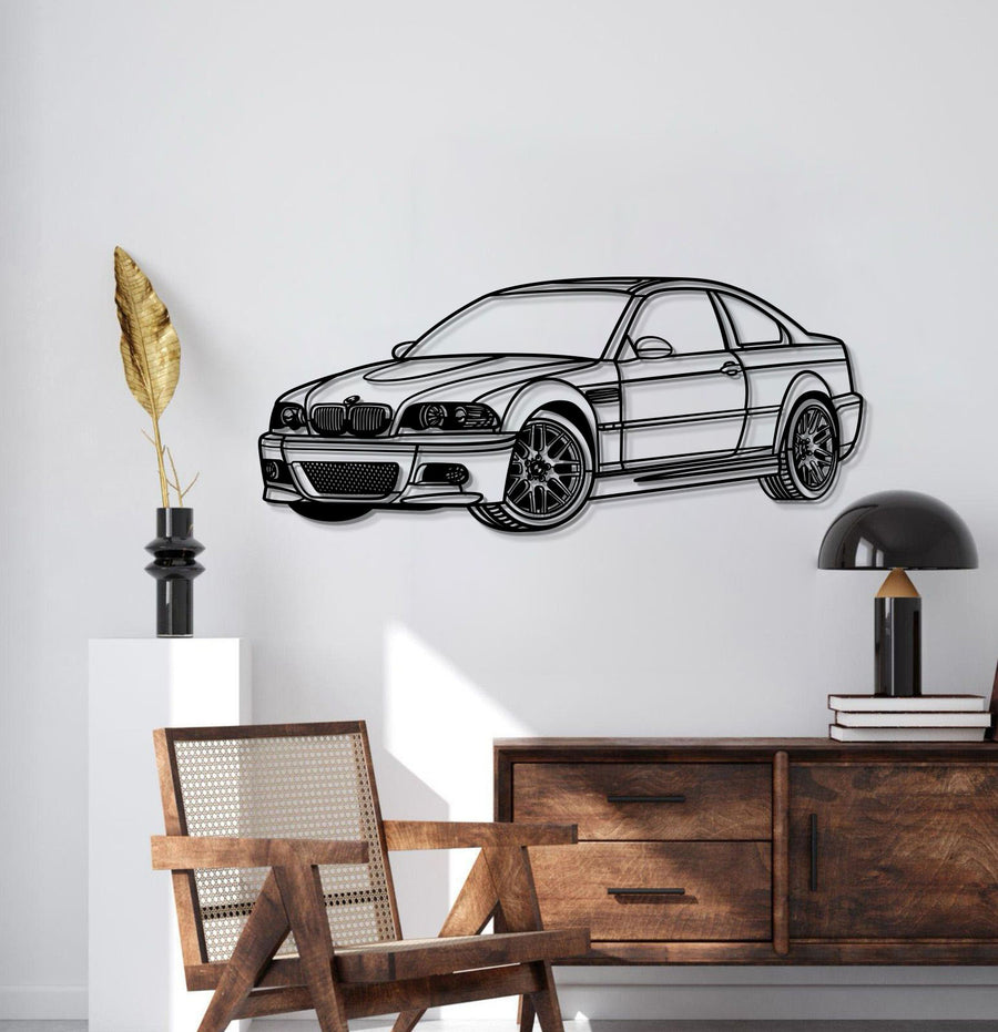 BMW E46 PERSPECTIVE Silhouette Metal Wall Art