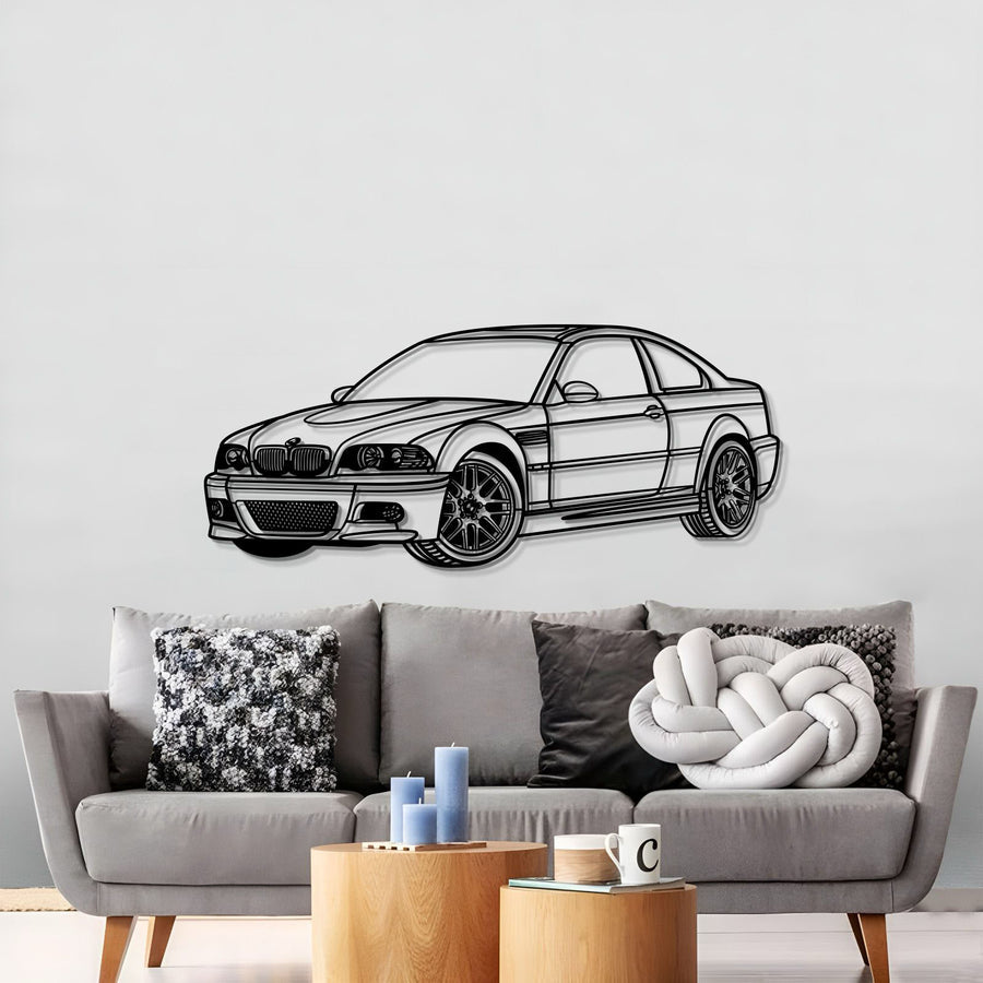 BMW E46 PERSPECTIVE Silhouette Metal Wall Art