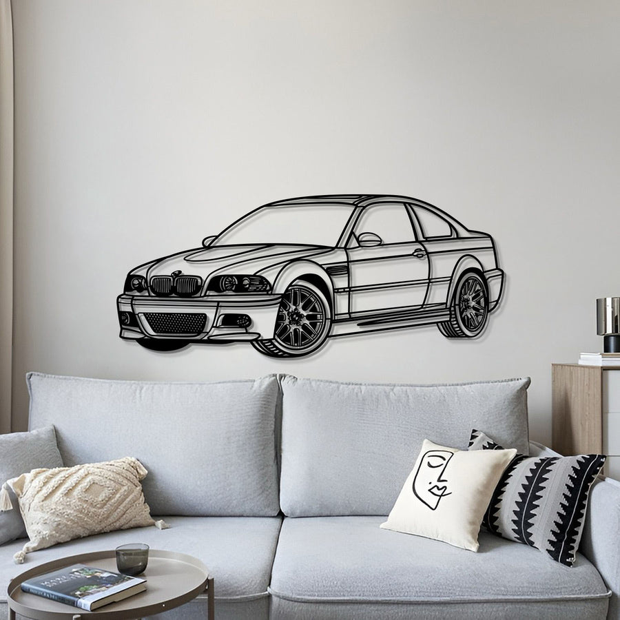 BMW E46 PERSPECTIVE Silhouette Metal Wall Art