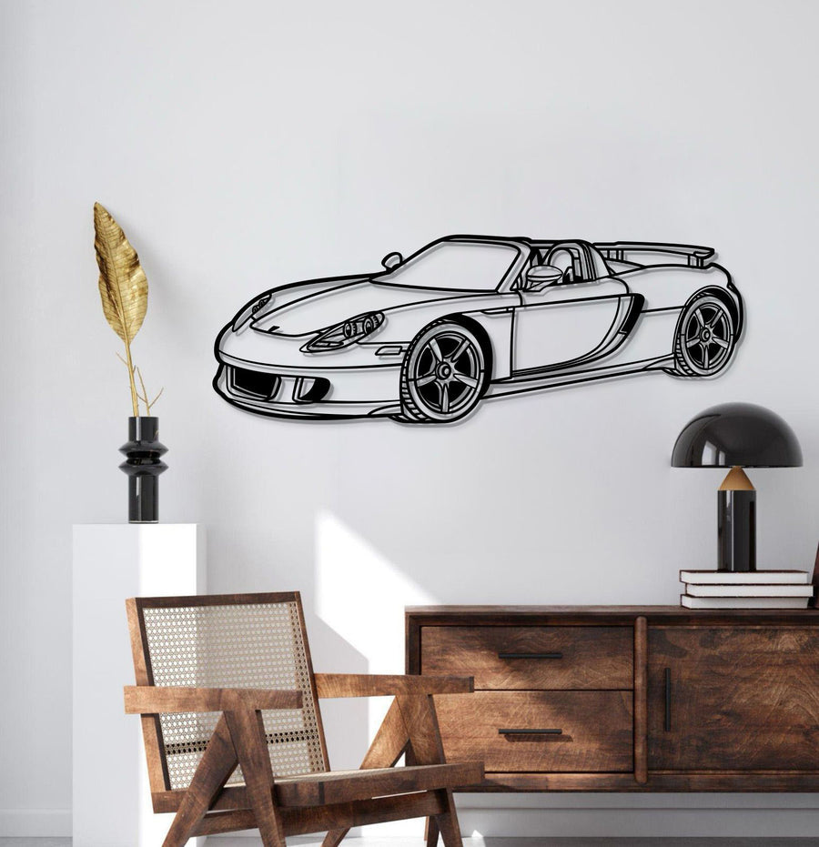 PORSCHE Carrera GT PERSPECTIVE Metal Car Silhouette Wall Art