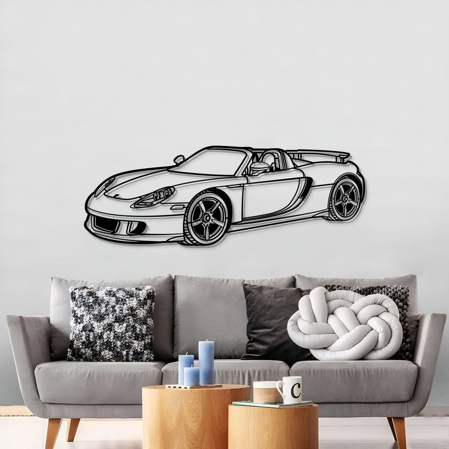 PORSCHE Carrera GT PERSPECTIVE Metal Car Silhouette Wall Art