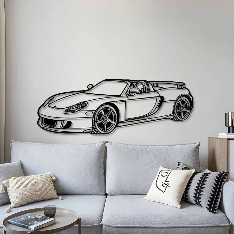 PORSCHE Carrera GT PERSPECTIVE Metal Car Silhouette Wall Art