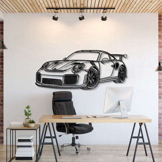 PORSCHE 911 GT3 RS PERSPECTIVE Metal Car Silhouette Wall Art