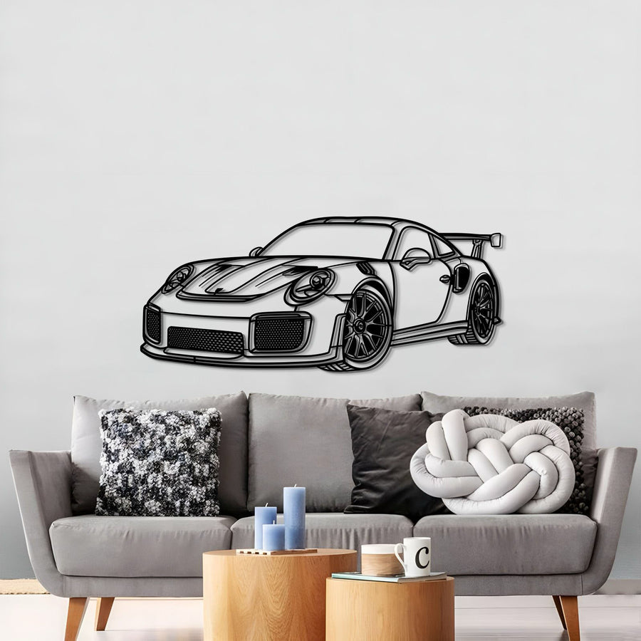 PORSCHE 911 GT3 RS PERSPECTIVE Metal Car Silhouette Wall Art