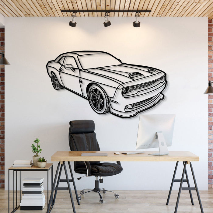 Challanger Hellcat PERSPECTIVE Silhouette Metal Wall Art