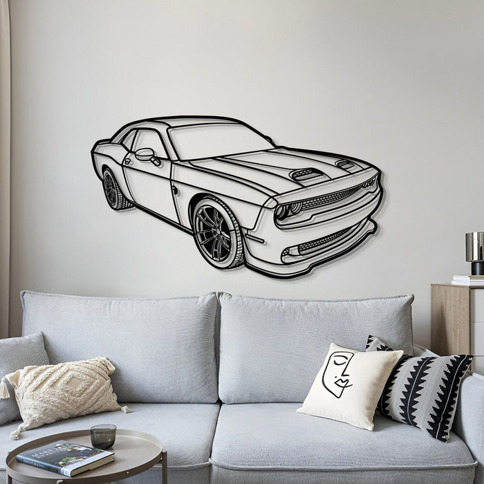 Challanger Hellcat PERSPECTIVE Silhouette Metal Wall Art