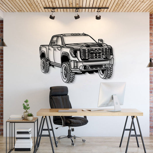 2024 GMC Sierra 2500 Denali PERSPECTIVE Metal Car Silhouette Wall Art