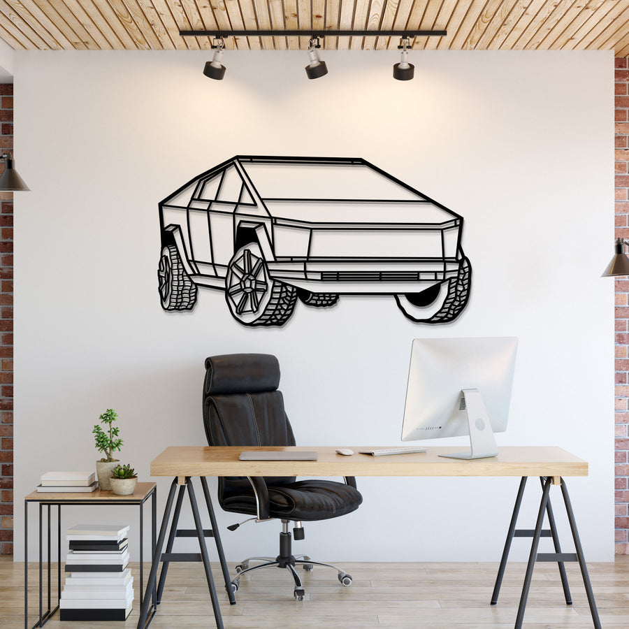 TESLA 2025 CYBERTRUCK PERSPECTIVE Metal Car Silhouette Wall Art