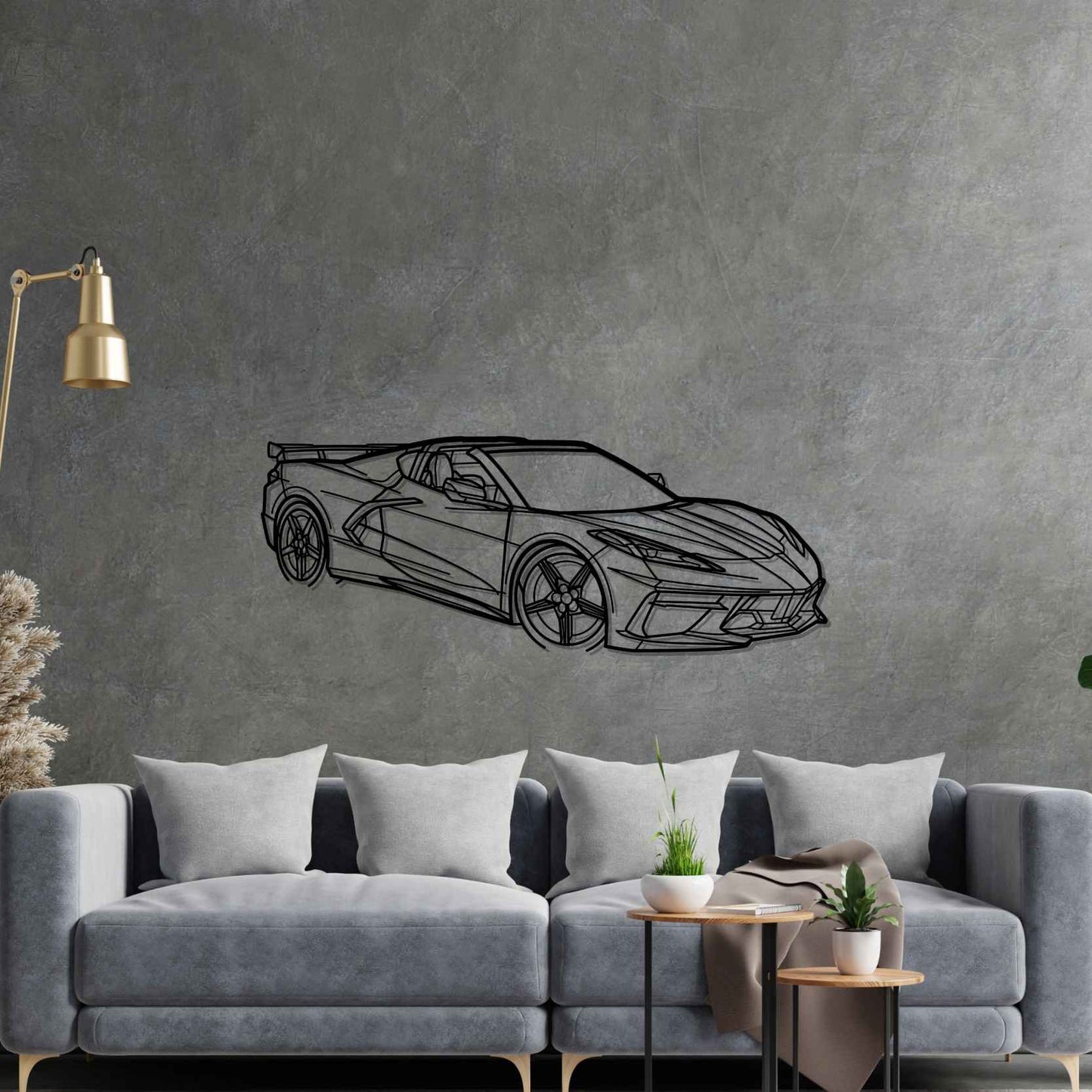 Corvette C8 HTC PERSPECTIVE Silhouette Metal Wall Art