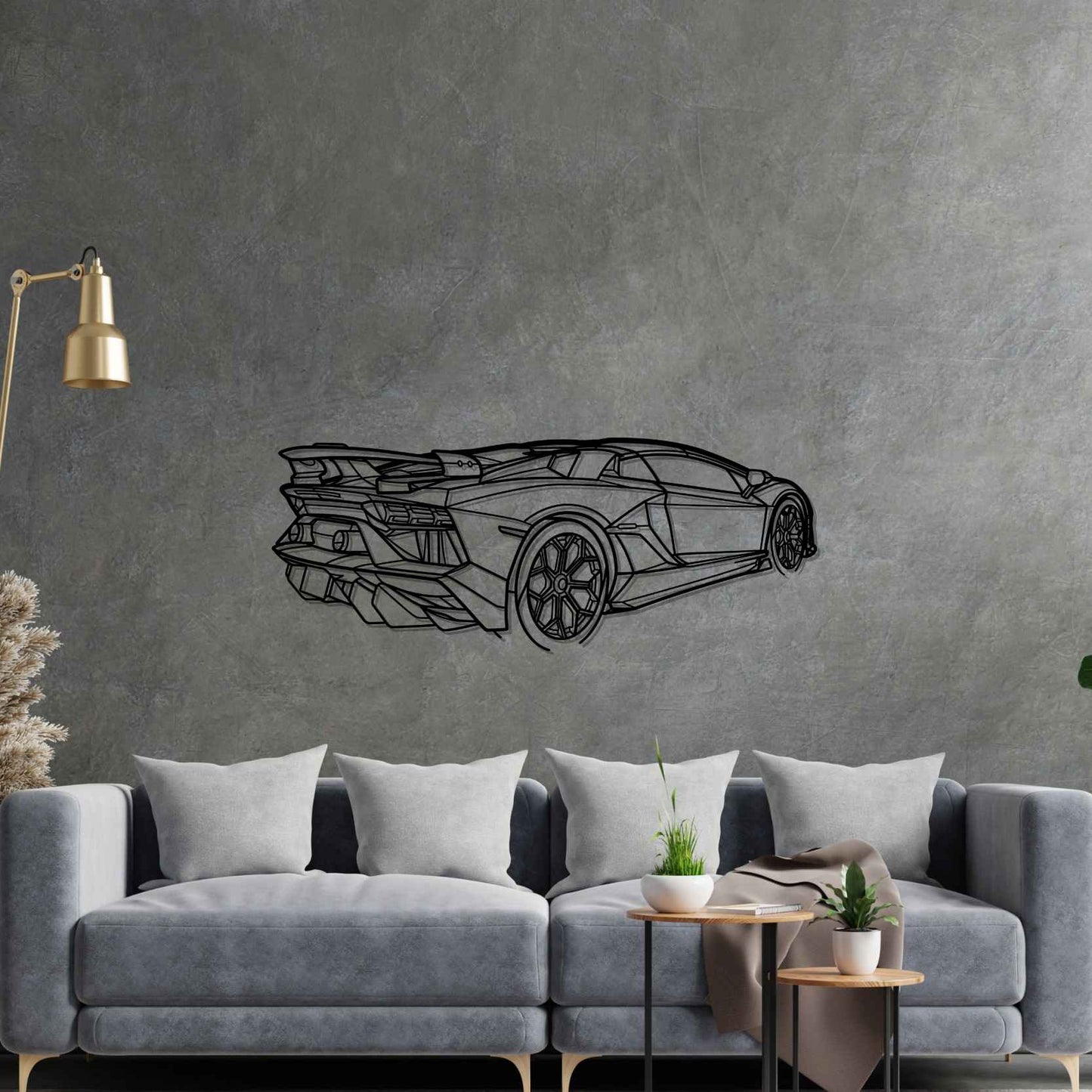 Lamborghini Aventador SVJ Roadster PERSPECTIVE Silhouette Metal Wall Art