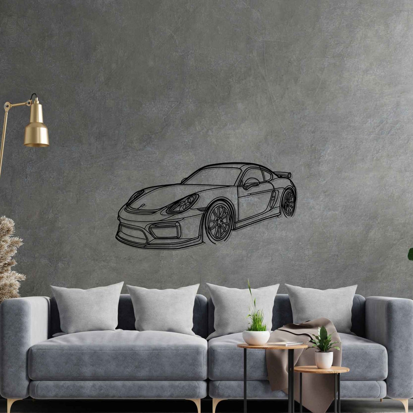 Porsche 981 Cayman GT4 PERSPECTIVE Silhouette Metal Wall Art