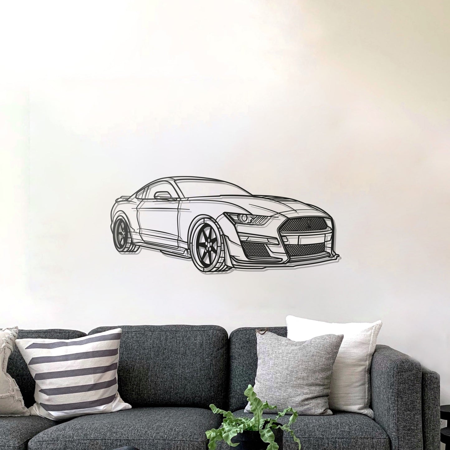 MUSTANG SHELBY GT500 PERSPECTIVE Metal Car Silhouette Wall Art