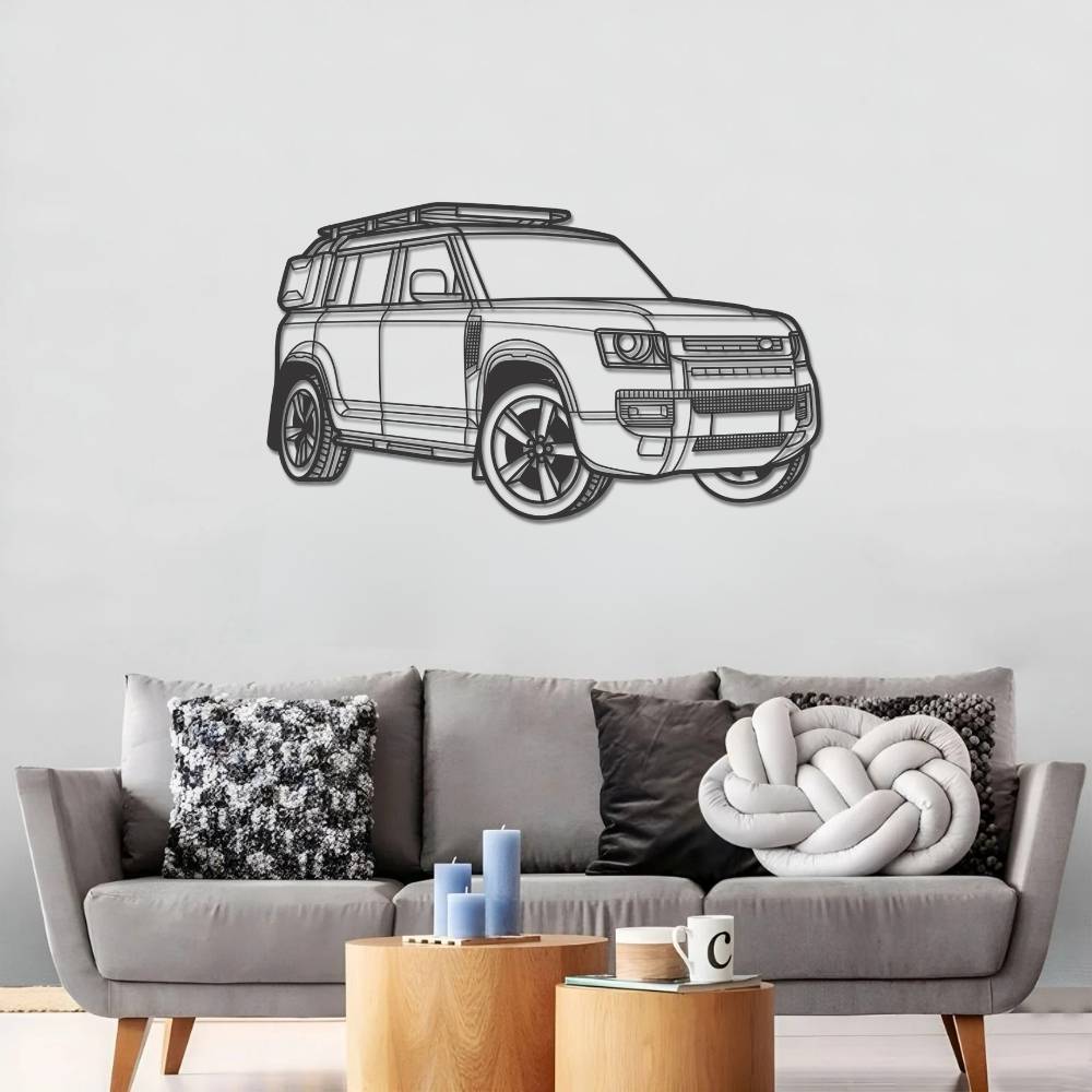 Land Rover 110 Defender 2024 PERSPECTIVE Metal Car Silhouette Wall Art