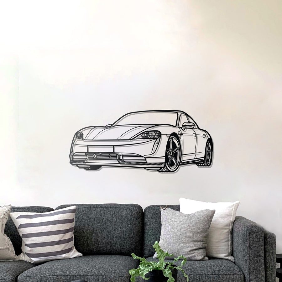 PORSCHE TAYCAN PERSPECTIVE Metal Car Silhouette Wall Art