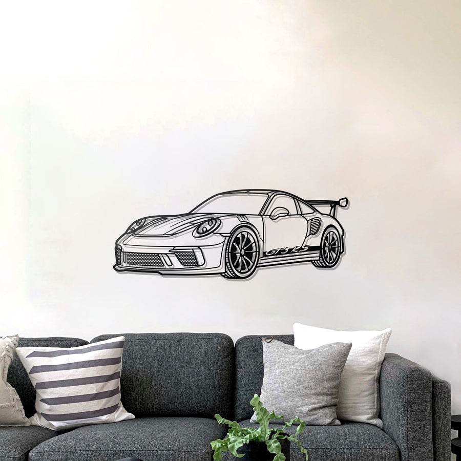 PORSCHE 911 GT3 RS PERSPECTIVE Metal Car Silhouette Wall Art