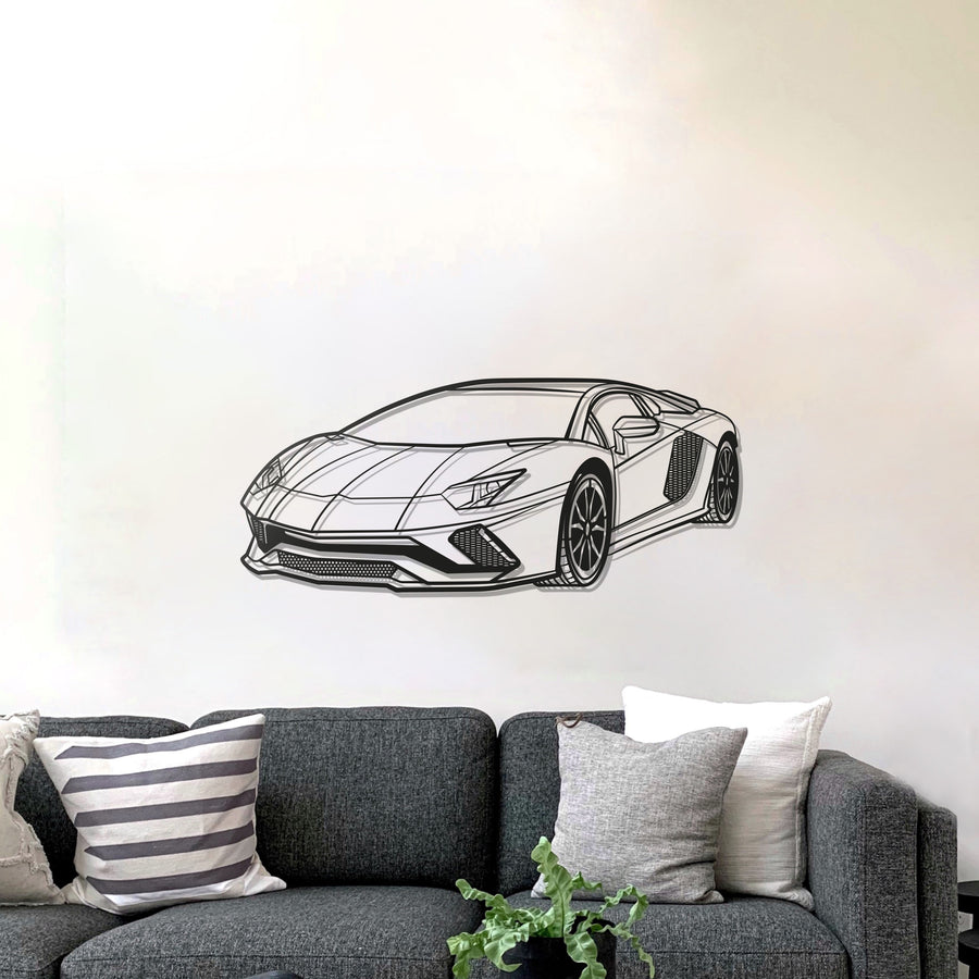 LAMBORGHINI AVENTADOR PERSPECTIVE Metal Car Silhouette Wall Art